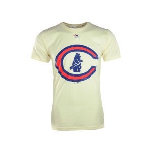 Chicago Cubs Majestic MLB Wrigley Distressed Logo T Shirt