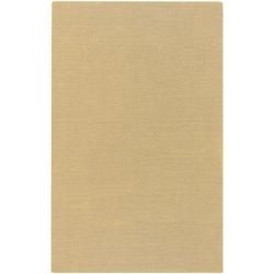 Hand crafted Solid Beige Casual Ridges Wool Rug (76 X 96)