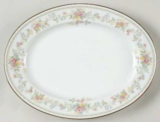 Noritake Memory 11 Oval Serving Platter, Fine China Dinnerware   Green Leaves R