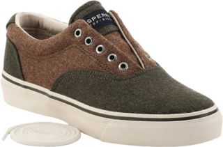 Mens Sperry Top Sider Striper CVO Wool   Olive/Tan Wool Two Tone Shoes