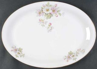 Tirschenreuth Apple Blossom (White Background) 15 Oval Serving Platter, Fine Ch