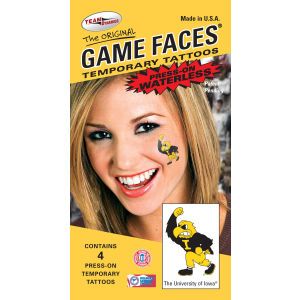 Iowa Hawkeyes Waterless Game Face Tattoo