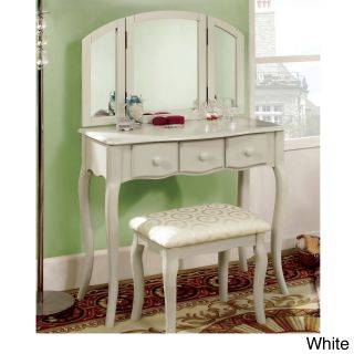 Furniture Of America Classic Nasheline 3 Drawer Vanity / 3 Sided Mirror Set