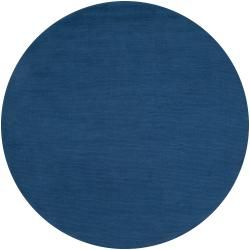 Hand crafted Solid Blue Causal Explorer Wool Rug (99 Round)