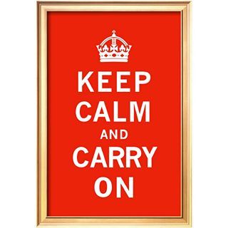 ART Keep Calm and Carry On Framed Print Wall Art, Red