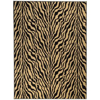 Black/ Beige Animal Print Zebra Design Non skid Area Rug (33 X 5)