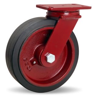 Hamilton Forgemaster Casters   10Dia.X2.5W Rubber Wheel   1 Straight Roller Bearing   Swivel