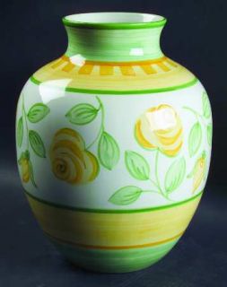 Mikasa English Rose (Stoneware) Vase, Fine China Dinnerware   Handcrafted,Green&