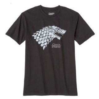 Mens Game of Thrones Stark Wolf Tee Shirt   Black XXL