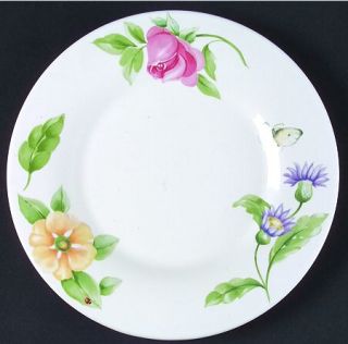 Pfaltzgraff Dahlia Salad Plate, Fine China Dinnerware   Portfolio,Multfloral Rim