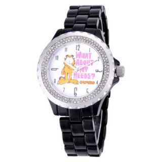Womens Garfield Enamel Wristwatch   Black