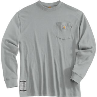 Carhartt Flame Resistant Long Sleeve T Shirt   Light Gray, 2XL, Tall Style,