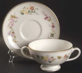 Wedgwood Mirabelle Footed Cream Soup Bowl & Saucer Set, Fine China Dinnerware  