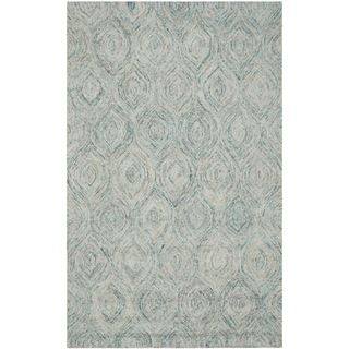 Safavieh Handmade Ikat Ivory/ Sea Blue Wool Rug (5 X 8)