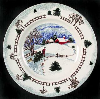 Tienshan Winterside Dinner Plate, Fine China Dinnerware   Snow Scenes,Houses,Tre