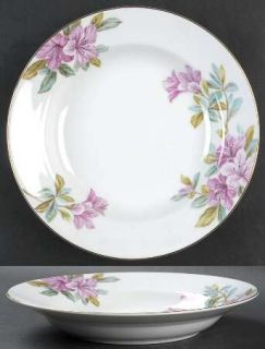 Noritake Azalea Rim Soup Bowl, Fine China Dinnerware   Pink Flowers, White Backg