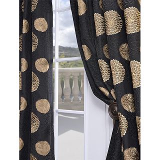 Zen Garden Black Embroidered Faux Silk 108 inch Curtain Panel