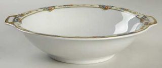 Thun Savoy 10 Round Vegetable Bowl, Fine China Dinnerware   Blue,Orange Flowers