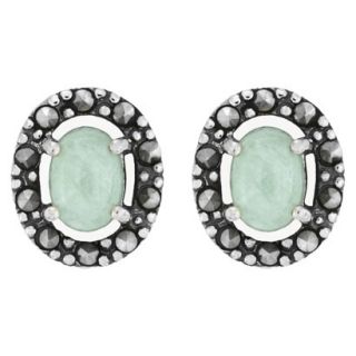 Marcasite and Jade Earring   Silver