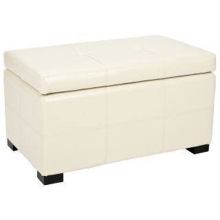 Safavieh Maiden Tufted Cream Bicast Leather Storage Bench (CreamMaterials Bi cast leather, woodFinish BlackDimensions 17 inches high x 30 inches wide x 18 inches deepAvoid placing your furniture in direct sunlight and maintain at least two feet between