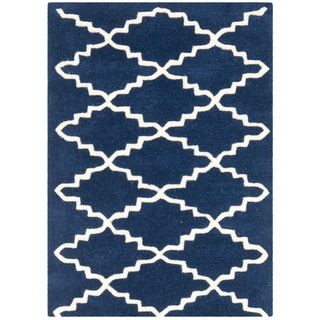 Safavieh Handmade Moroccan Chatham Dark Blue Diamond Wool Rug (2 X 3)