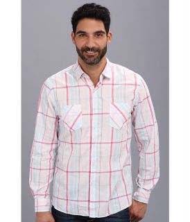 Arnold Zimberg Double Pocket Plaid Mens Long Sleeve Button Up (Pink)