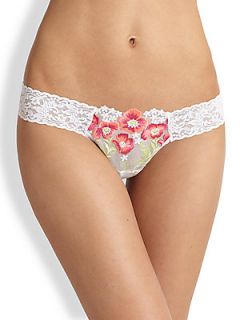 Hanky Panky Embroidered Low Rise Thong   Neon   White