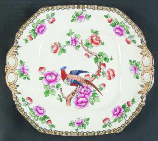 F Winkle Pheasant (Smooth) Square Handled Cake Plate, Fine China Dinnerware   Ye