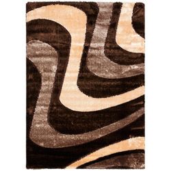 Hand woven Silken Embossed Brown Shag Rug (53 X 76)