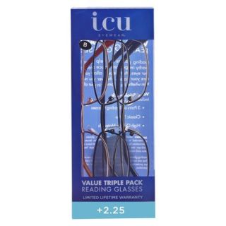ICU 3 Pack Metal Reading Glasses   +2.25