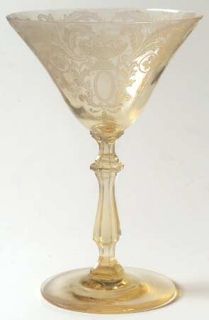 Huntington Glass Hng30 Topaz Champagne/Tall Sherbet   Ding,Topaz,Etched Urn,Scro