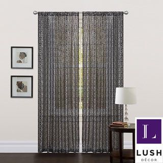 Lush Decor Black 84 inch Leopard Curtain Panel