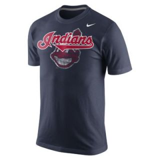 Nike Tri Blend Wordmark Logo 1.4 (MLB Indians) Mens T Shirt   Navy