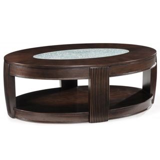 Ino Wood And Glass Oval Cocktail Table
