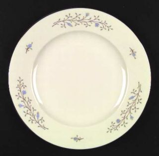 Syracuse Inspiration Dinner Plate, Fine China Dinnerware   Blue Flowers, Gray Le