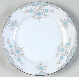 Narumi Phoebe Bread & Butter Plate, Fine China Dinnerware   Blue Flowers,Tan Lea