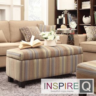 Inspire Q Kayla Seamless Stripe Fabric Storage Bench Ottoman