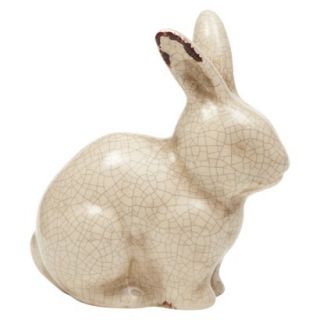 Threshold Happy Bunny Ceramic Animal Statue   Aged Cream Crackle Glaze