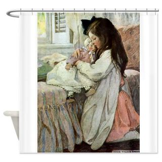  Little Girl With Her Doll Shower Curtain  Use code FREECART at Checkout