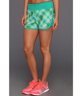 adidas PowerLuxe No Fuss Plaid Training Short Womens Shorts (Green)