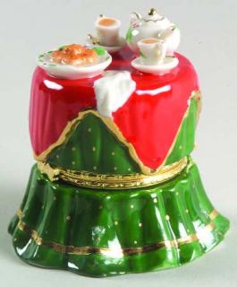 Waldman House A Cup Of Christmas Tea Hinged Box Table, Fine China Dinnerware   G