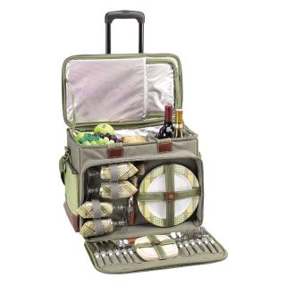 Deluxe Wheeled Picnic Cooler for 4 Multicolor   259H
