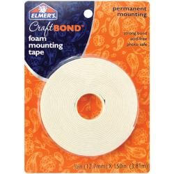 Elmers Permanent 0.5x150 in Foam Mounting Tape (150 inches long x 0.5 inches wideThis tape is quick and easy to use and is perfect for adding dimension to your paper craftsThe strong bond is archival safe and acid free and permanently secures embellishmen