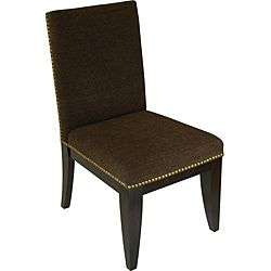 Montgomery Dining Chairs (set Of 2) (Chocolate brownWooden construction100 percent polyester chenille upholsteryTapered legsBrass nail head trim accentsMeasures 39 inches high x 20 inches long x 25 inches wide )