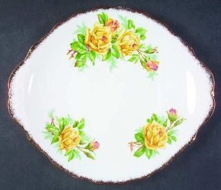 Royal Albert Tea Rose Yellow Handled Cake Plate, Fine China Dinnerware   Hampton