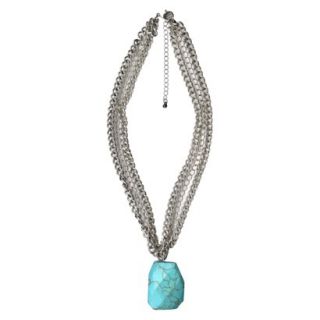 Womens Fashion Multi Strand Necklace   Silver/Turquoise