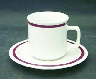 Four Seasons Clearbrook Flat Cup & Saucer Set, Fine China Dinnerware   Brown Rin