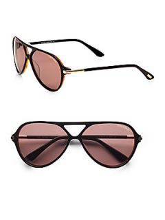 Tom Ford Eyewear Leopold Aviator Sunglasses   Black