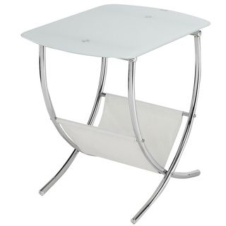 Chrome/ Frosted Glass Side Table With Magazine Holder