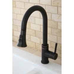 Kitchen Two tone Oil Rubbed Bronze Single Handle Faucet With Pull Down Spout